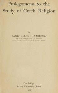 Cover of Prolegomena to the study of Greek religion by Harrison, Jane Ellen